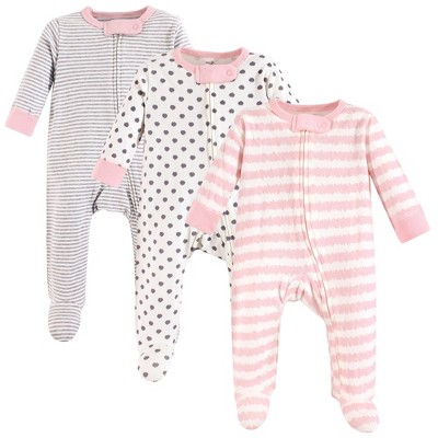 Touched By Nature Baby Girl Organic Cotton Zipper Sleep And Play 3pk ...
