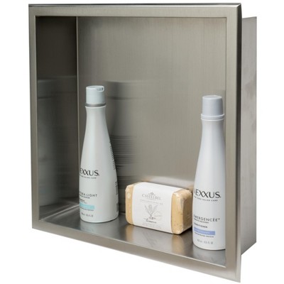 ALFI 16 x 16 Brushed Stainless Steel Square Single Shelf Bath Shower Niche