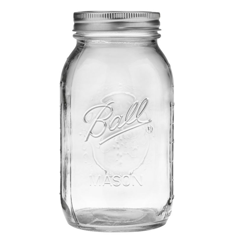 Ball 32oz 12pk Glass Regular Mouth Mason Jar with Lid and Band, 1 of 5