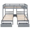 Full Over Twin & Twin Bunk Bed, Wood Triple Bunk Bed with Drawers and Guardrails, White - 4 of 4