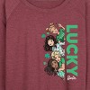 Women's - Barbie - Lucky Lightweight French Terry Wide Neck Long Sleeve Graphic Shirt - 2 of 4