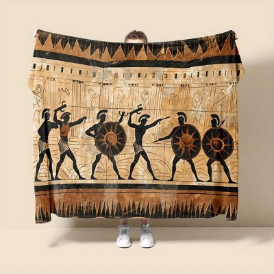 Ancient Roman Colosseum and Gladiator Print Portable Office Nap Blanket, Soft Polyester, Lightweight, Christmas Gift.
