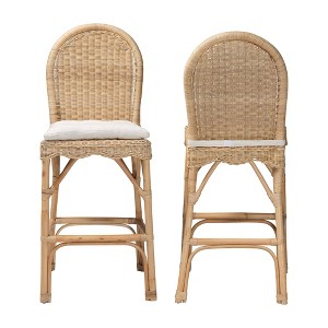 bali & pari 2pc Bilu Rattan Bar Stool Set Natural - 1 of 4