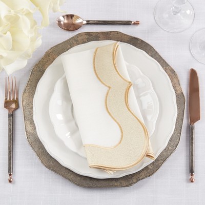 Elegant Gold Shimmer Polyester Table Napkins, 20" Set of 4