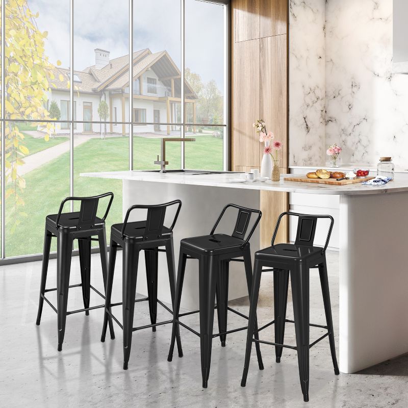 Yaheetech 30" H Metal Bar Stools Set of 4 for Home Restaurant, Black, 2 of 9