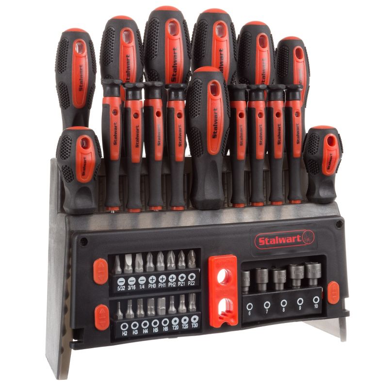 Fleming Supply 39-Pc Steel Magnetic Tip Screwdriver and Bit Set With Storage Rack, 1 of 7