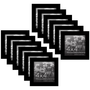 Americanflat 4x4 Picture Frame with Polished Plexiglass - Set of 12 - Signature Collection - Picture Frames with Engineered Wood - Black - 1 of 4