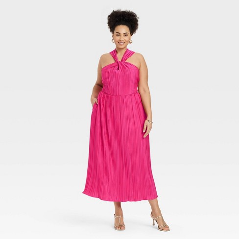 Women s Halter Midi Dress A New Day Pink 4x Target