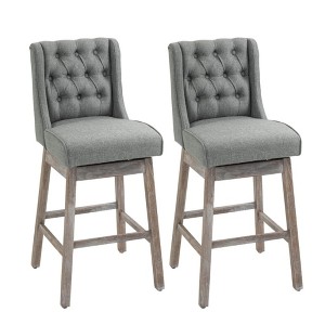 Resenkos Bar Height Bar Stools Set of 2, 180 Degree Swivel Barstools, 30" Seat Height Bar Chairs, Gray - 1 of 4