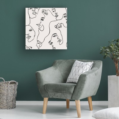 Incado 'Many Faces' 35" x 35" Black and White Canvas Art