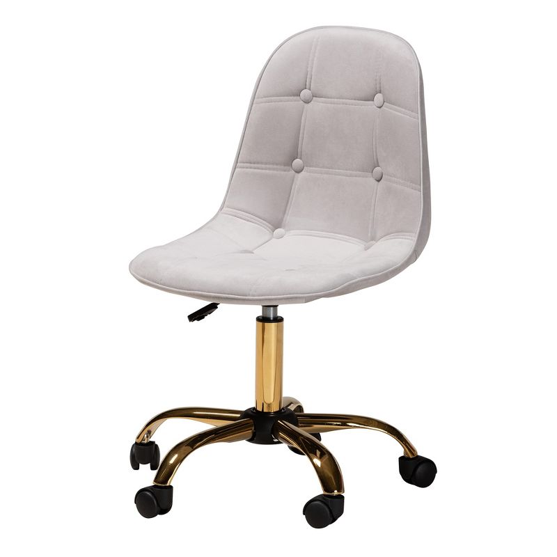 Baxton Studio Kabira Contemporary Glam and Luxe Velvet Fabric and Metal Swivel Office chair, 2 of 11