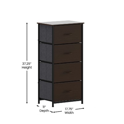 Emma 4-Drawer Brown and Black Vertical Storage Dresser