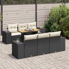 vidaXL Patio Sofa Set with Cushions Modular Lounge Seats 7 Piece Poly Rattan - Black and Cream - 2 of 4