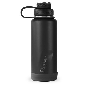EcoVessel 32oz  Insulated Water Bottle with Stainless Steel Dual Opening Lid - Black - 1 of 3