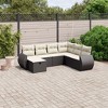 vidaXL 7 Piece Patio Sofa Set with Cushions Black Poly Rattan - Black and Cream Without Table - 2 of 4