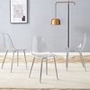 PAGED Set of 3 Transparent Dining Chairs,Armless Chairs with Metal Legs for Home,Kitchen,Living Room,Restaurant - 2 of 4