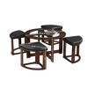 Cylina Solid Wood Glass Top Round Table Set, Coffee Table with 4 Stools - 3 of 4