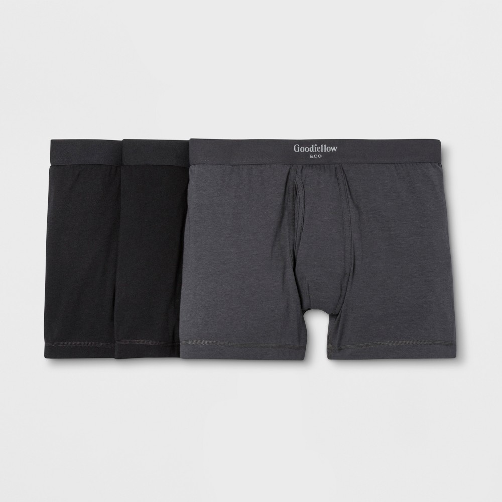 Men's Premium Knit 3pk Boxer Briefs - Goodfellow & Co Dark Gray/Black M was $18.99 now $9.99 (47.0% off)