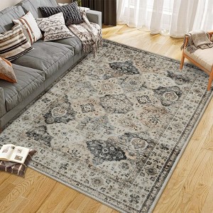 Boho Living Room Rug Washable Vintage Low Pile Non Slip Area Rug for Bedroom Farmhouse Retro Rug Indoor Decor - 1 of 4
