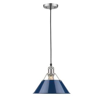 Golden Lighting Orwell 1-Light Pendant in Pewter with Navy Blue