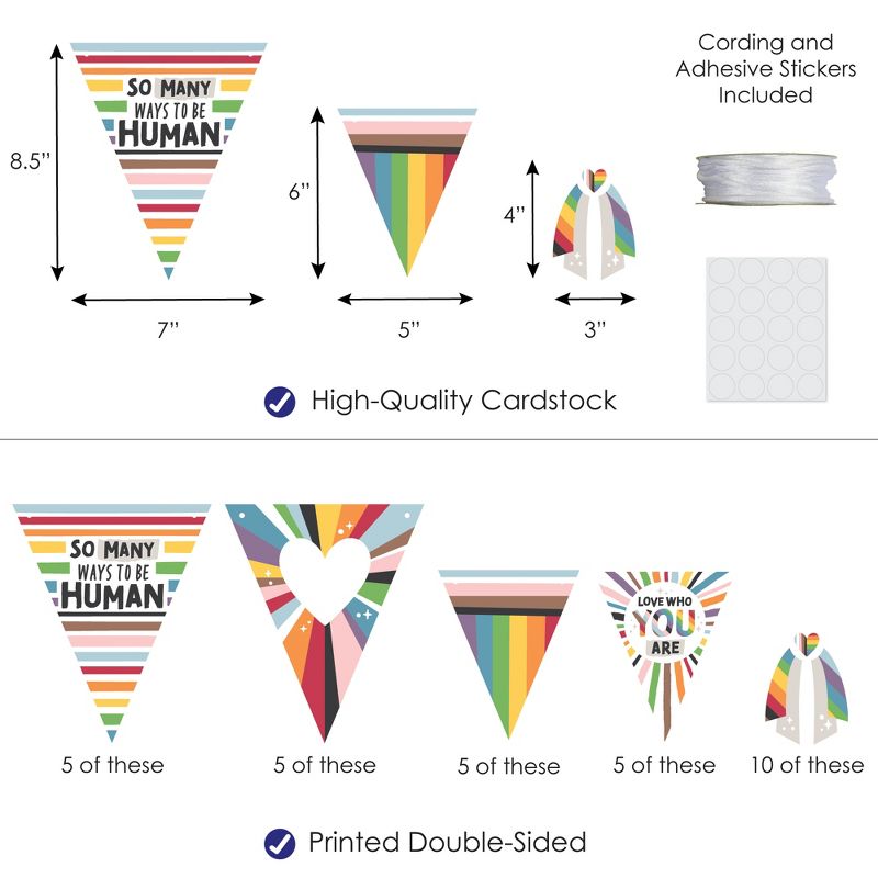 Big Dot of Happiness So Many Ways to Be Human - DIY Pride Party Pennant Garland Decoration - Triangle Banner - 30 Pieces, 4 of 10