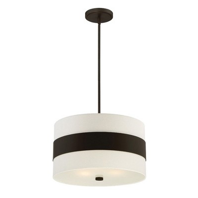 Mini Elegance Dark Bronze Crystal 3-Light Chandelier with Cream Silk Shade