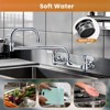 WOWOW Double Handle Wall Mount Standard Kitchen Faucet 18 in. Swivel Jointed Spout and Double Joint Swing Arms in Polished - 4 of 4
