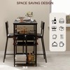 Dining Room Table with 2 Upholstered Chairs, Bistro Table and Chairs Set of 2 with Storage Shelves - 4 of 4