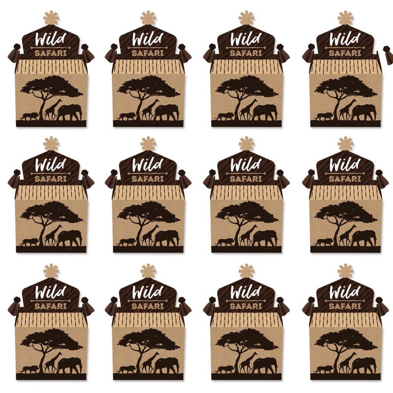Big Dot of Happiness Wild Safari - Treat Box Party Favors - African Jungle Adventure Birthday Party or Baby Shower Goodie Gable Boxes - Set of 12, 5 of 9