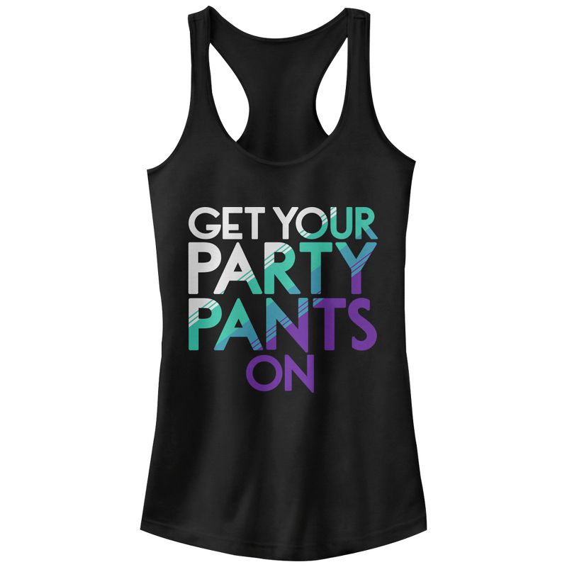 Juniors Womens CHIN UP Get Your Party Pants On Racerback Tank Top, 1 of 5