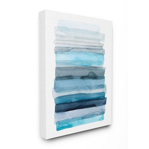 Stupell Industries Water Inspired Blue Grey Ombre Abstract Lines Gallery  Wrapped Canvas Wall Art, 24 x 30