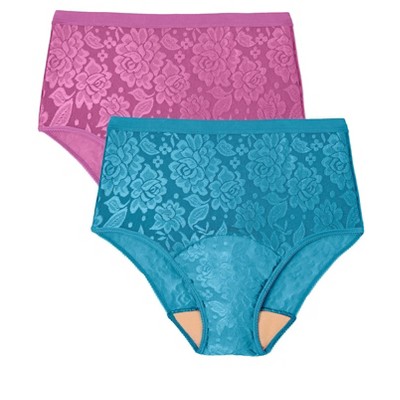 Comfort Choice Plus Size Lace Incontinence Brief 2-Pack