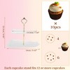 Unique Bargains 2 Tier Dessert Cupcake Stand Square Cup Cake Holder Tower White Gold Tone - 2 of 4