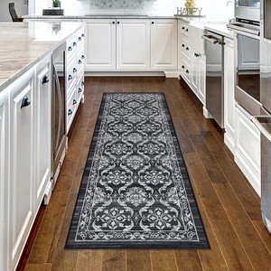 Area Rug Modern Floral Washable Rugs Ultra-Thin Non Slip Living Room Rug Low Pile Boho Floral Carpet Trellis Distressed Bedroom Rugs - 1 of 4