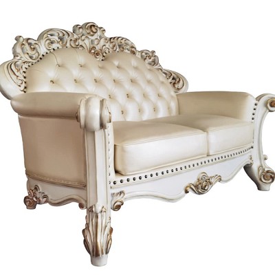 Vendome 70" Champagne and Antique Pearl Loveseat with Pillows