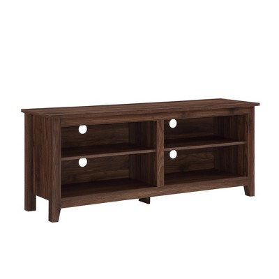 Transitional 4 Cubby Wood Open Storage TV Stand for TVs up to 65"- Saracina Home