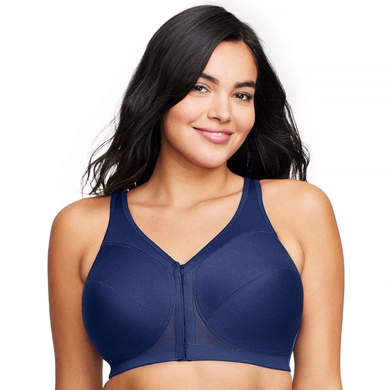 Glamorise Womens MagicLift Front-Closure Posture Back Wirefree Bra 1265 Blue, 1 of 5