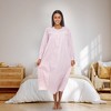 ADR Women's Cotton Nightgown, Long Sleeve Lace Trim Button Up Long Vintage Night Dress Gown - 2 of 4