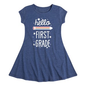 Girls' - Instant Message - Hello First Grade Fit & Flair Cap Sleeve Dress - 1 of 4