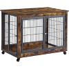 Furniture Dog Cage Crate with Double Doors, Rustic Brown, 38.58'' W x 25.2'' D x 27.17'' H - 2 of 4