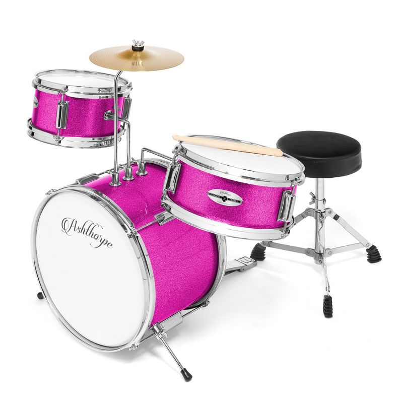 Ashthorpe 3-Piece Complete Junior Drum Set - Beginner Drum Kit with Drummer's Throne, 1 of 8