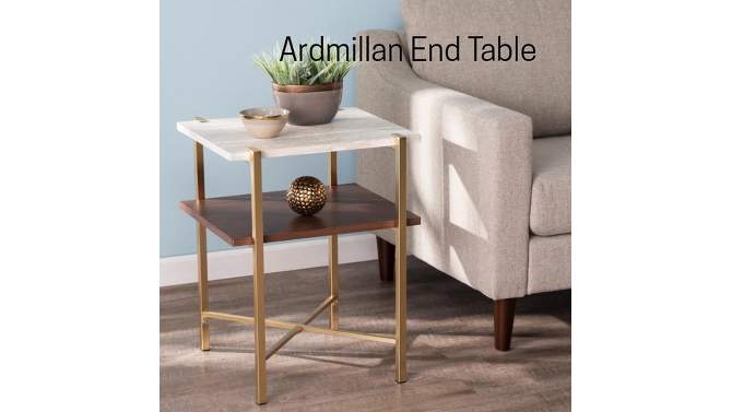 Amelia Square Faux Marble End Table with Storage Brass - Aiden Lane, 2 of 8, play video