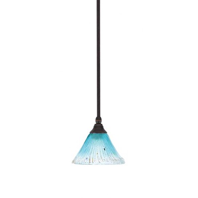 Toltec Lighting Any 1 - Light Pendant in  Dark Granite with 7" Teal Crystal Shade