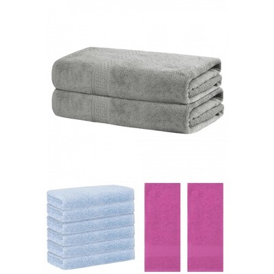 REGALWOVEN Absorbent Solid Bath Hand Face Cloths Cotton Towels 3 Piece Sets