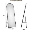 Acekool Arched Full Length Mirror 65"x22", Floor, Wall Mounted or Leaning, HD Explosion-Resistant Glass, Black Frame, Full Body Mirror - 3 of 4
