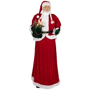 Northlight Mrs. Claus Standing Commercial Christmas Figure with Gift Bag - 6' - 1 of 4