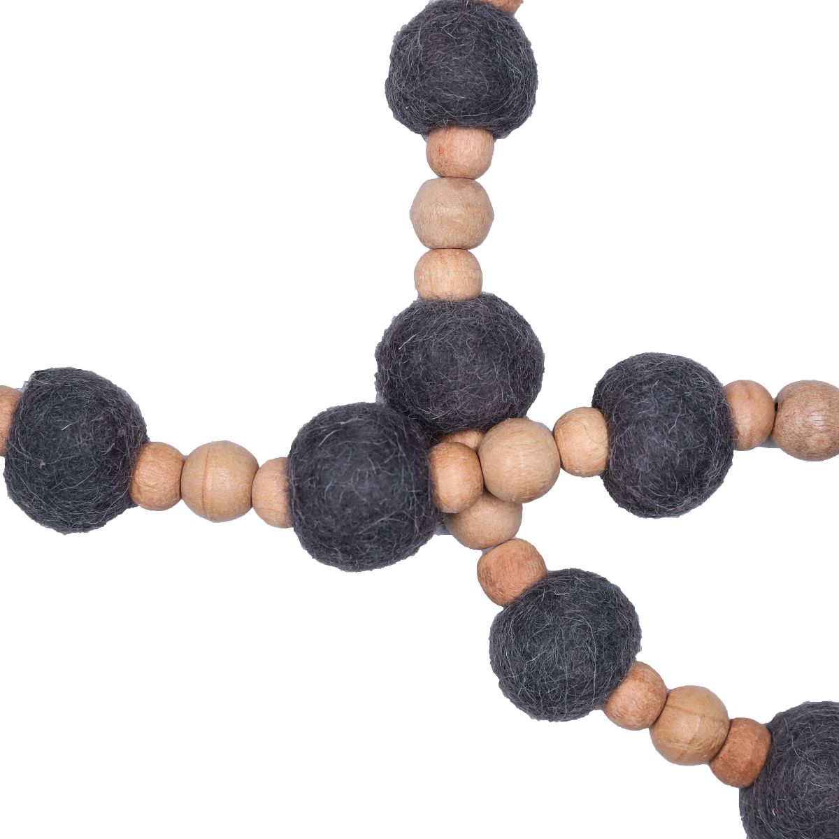 Vickerman 72" Wood and Felt Pom Pom Garland - thumbnail 2