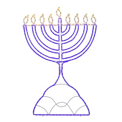 Northlight 54" LED Rope Light Commercial Hanukkah Menorah - Warm White/Blue