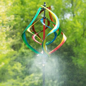 Evergreen 89"H Misting Wind Spinner, Multicolor Helix- Fade and Weather Resistant Outdoor Decor for Homes, Yards and Gardens - 1 of 4