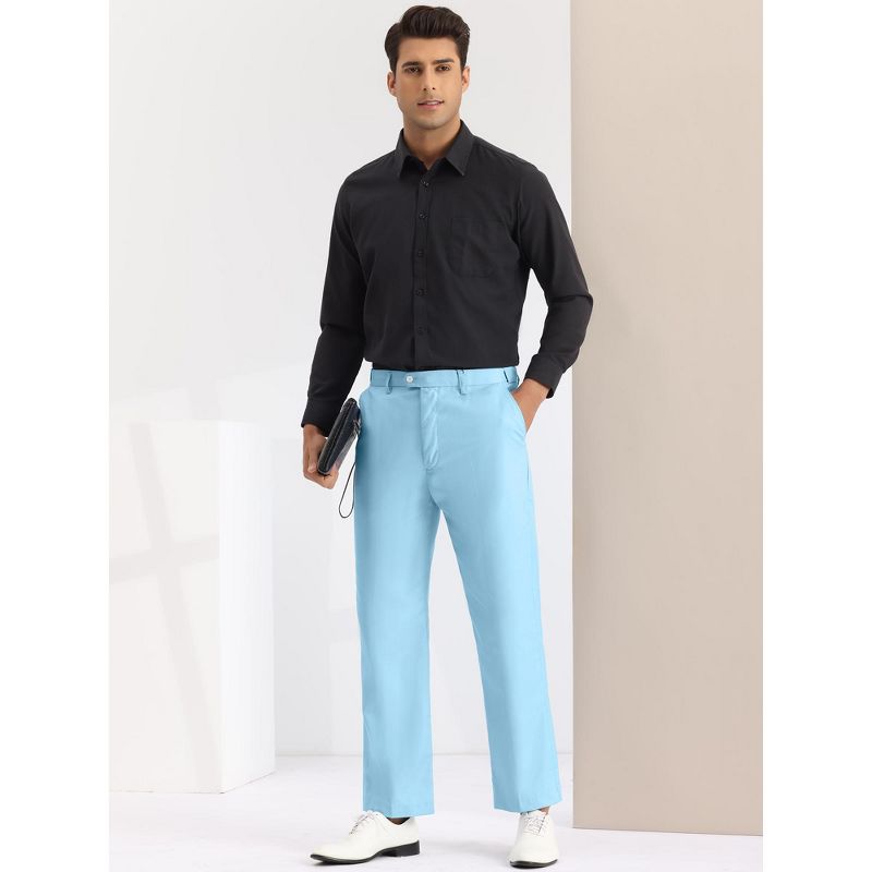 Lars Amadeus Men's Regular Fit Flat Front Chino Business Wedding Suit Pants, 5 of 7